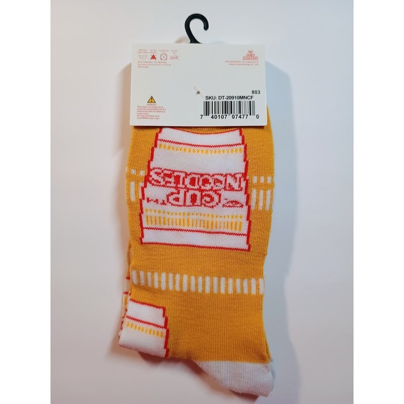 Nissin Cup Noodles Crew Socks Yellow White‎ Red Fits Men's Shoe Size 6-12 - Picture 4 of 5